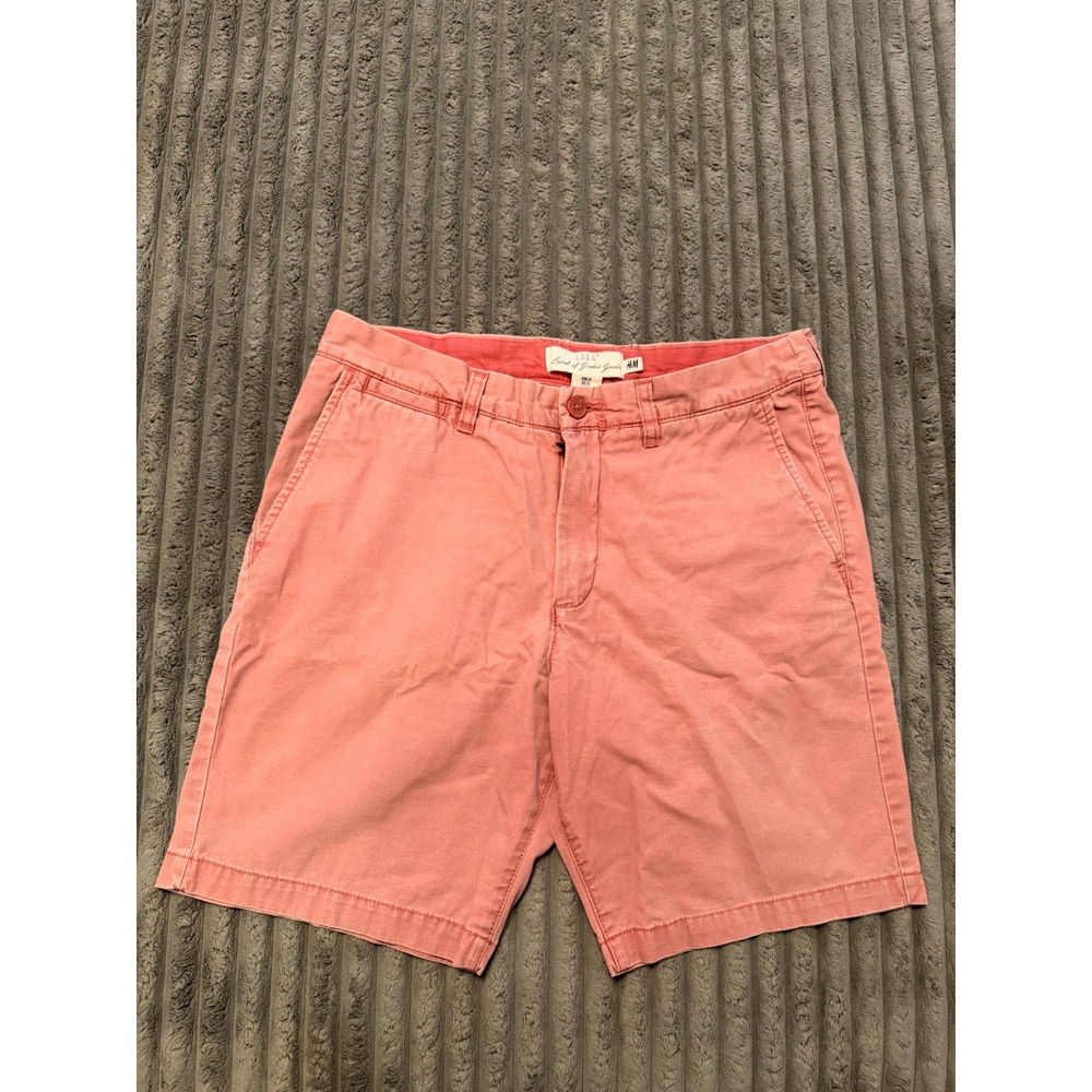 HM LOGG Mens Salmon Pink Chino Shorts Size 31 Cotton Twill Preppy Summer Casual